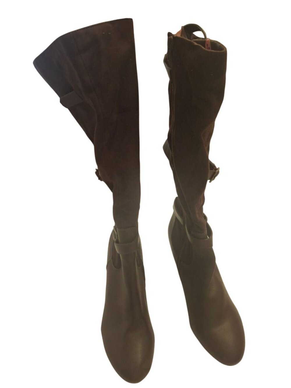 Bella Vita Plus Wide Calf Brown Riding Boots Buckle Moto Boho Womens 12M